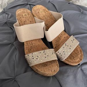 Jeweled Wedge Sandals